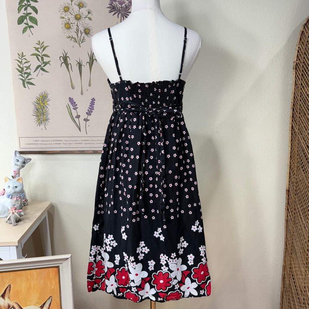 Vintage Y2k Floral Tie Back Babydoll Dress Whimsy Twee Rockabilly Cottage Mod M - Picture 2 of 7